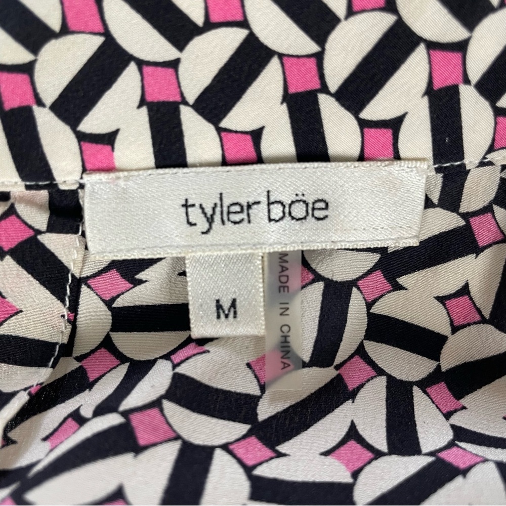 TYLER BOË Sleeveless Silk Geo Print Tank‎ Size Medium Pink Black - Picture 8 of 11